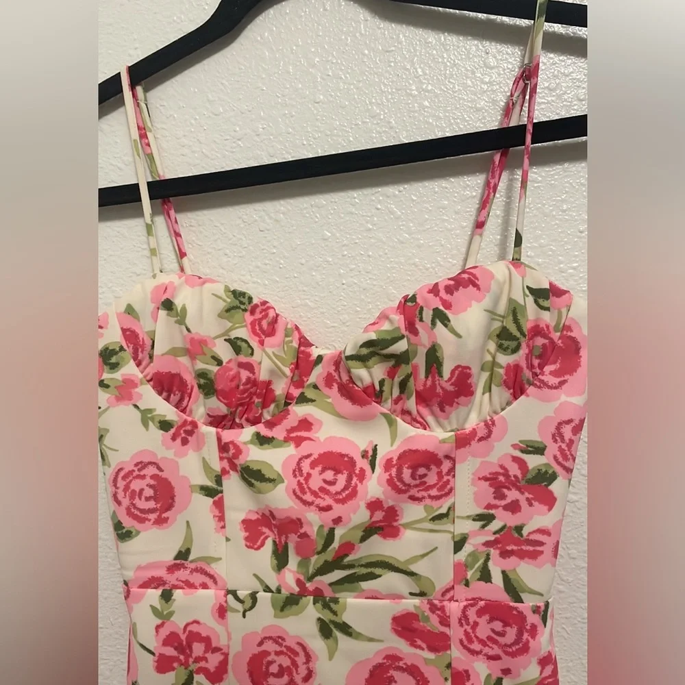 NWOT Zara Pink Flower Corset Mini Dress - Picture 3 of 5